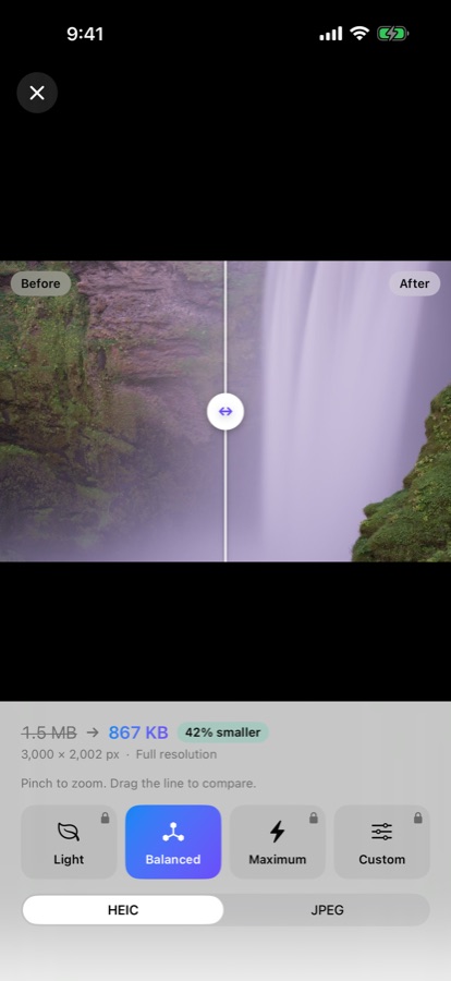 Zoom in and compare before you save